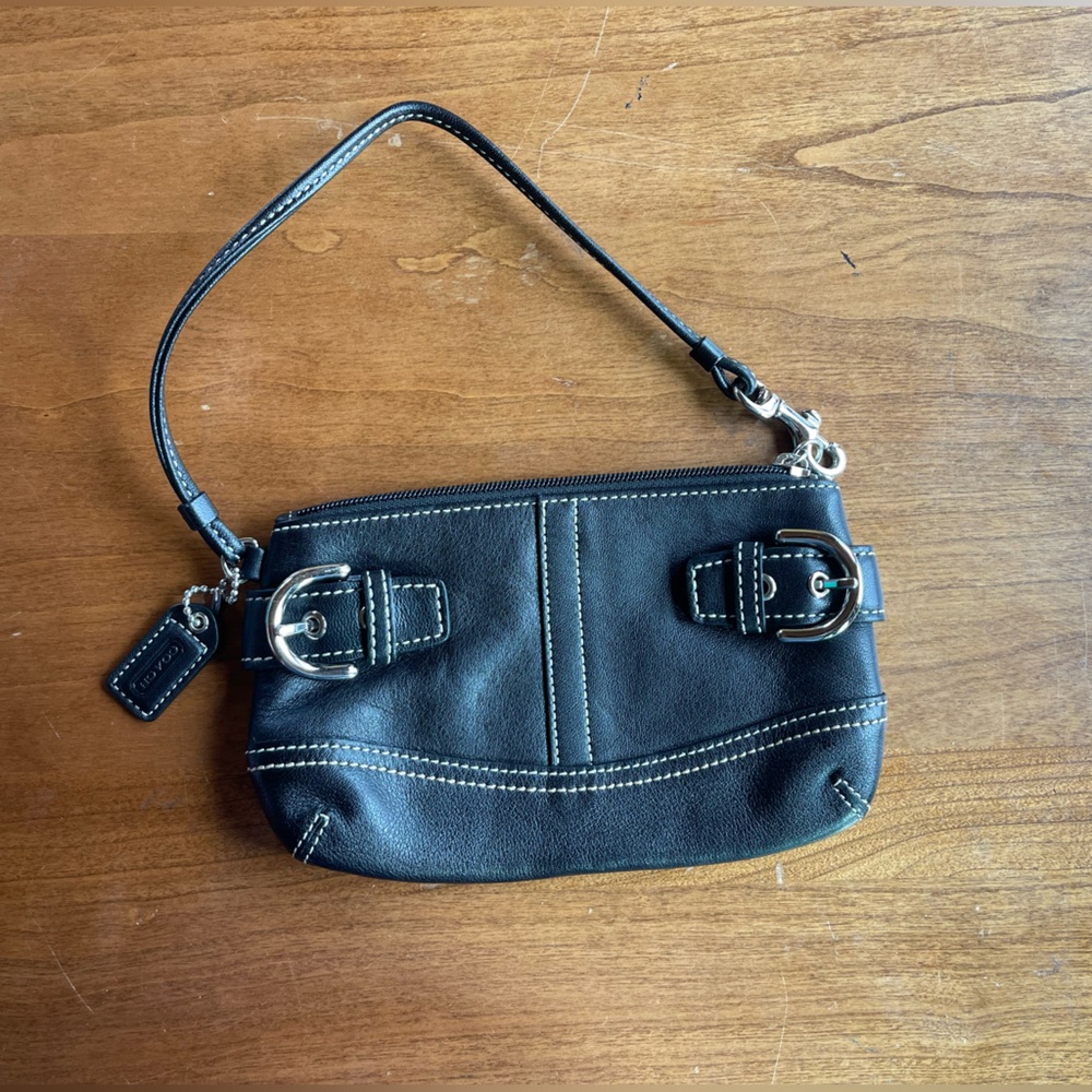 Coach Y2K Black Leather Wristlet | Classic Mini Bag | Beautiful Hardware